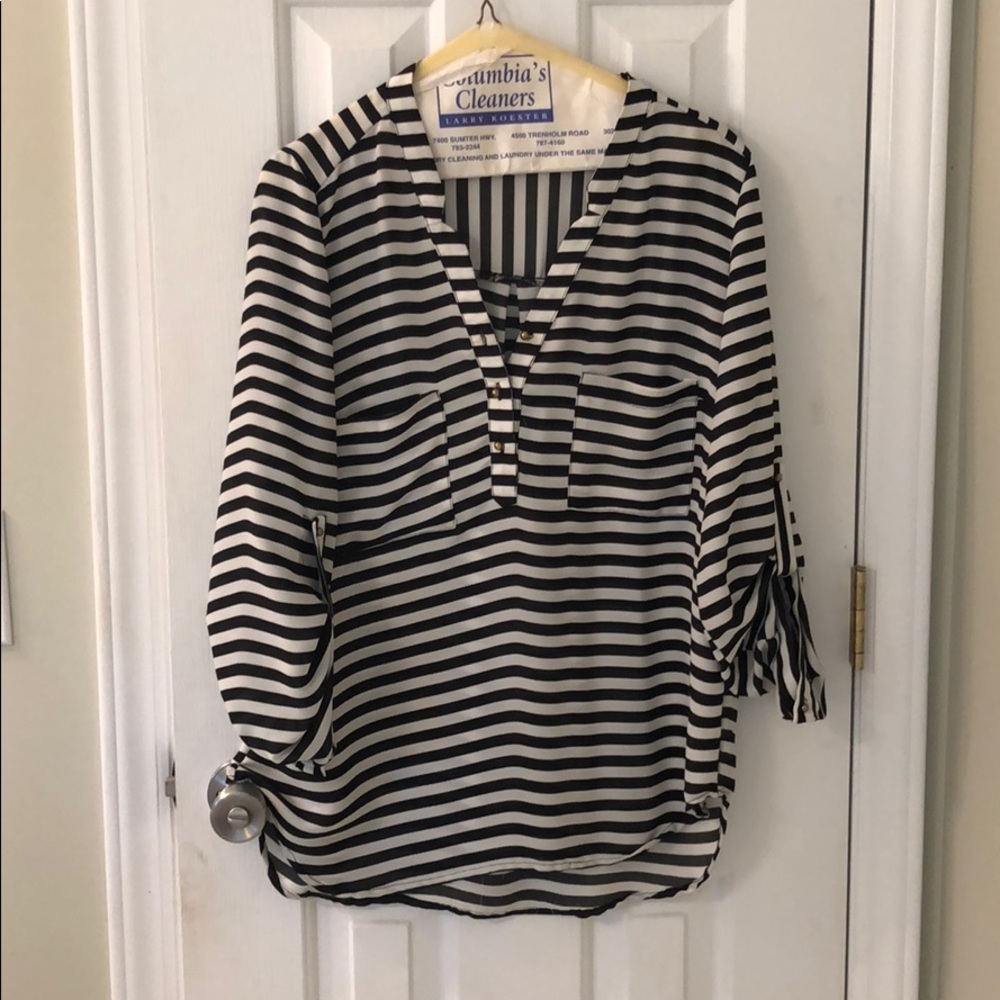 Black and white striped top